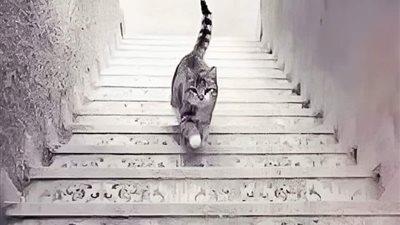 الصورة التي اختلف حولها الآلاف.. هل تصعد القطة الدرج أم تنزل منه؟